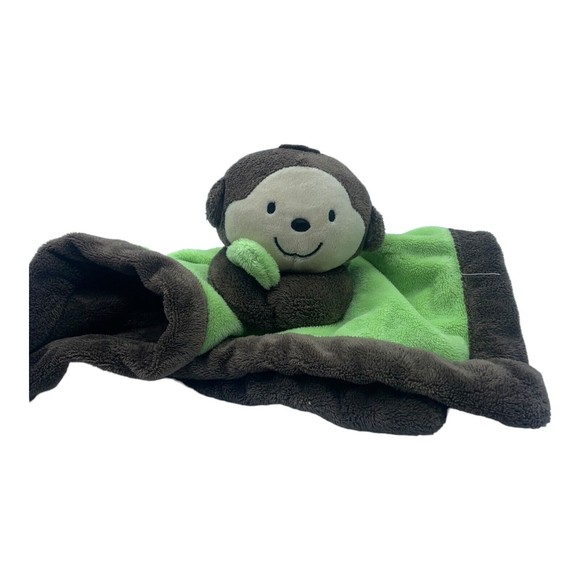Carters Plush Monkey Lovey Baby Security Blanket Green and Brown Soft Toy 2016 - Picture 3 of 4